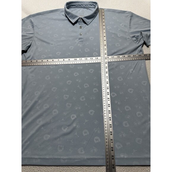 Swannies Polo Golf Shirt Blue Size XL Performance All Over Print Preppy Casual - Picture 7 of 10
